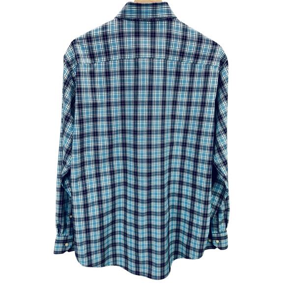 Peter Millar Crown Crafted Men’s Size L Blue Plaid Performance Button Down Shirt - Picture 3 of 5